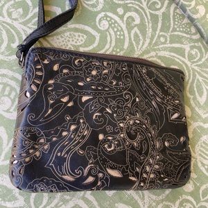 Patricia Nash black foil pattern wristlet